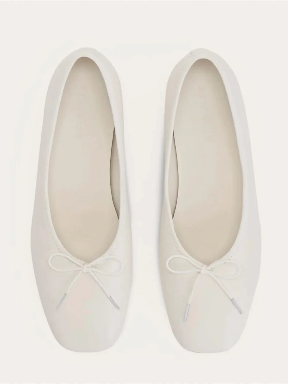 Everlane Day Ballet Flat Canvas Cream White Size 9.5 Square Toe Minimal Chic - Picture 2 of 9